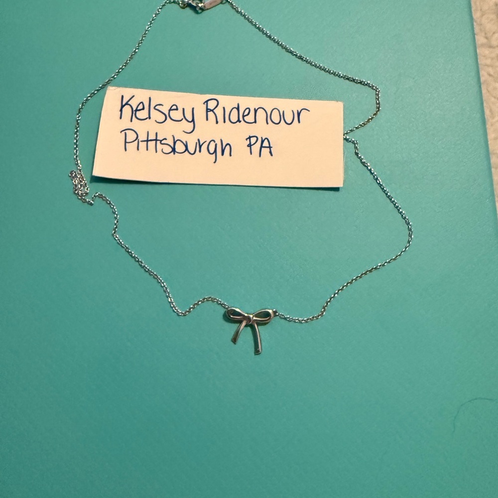 NEW Tiffany and co Silver Bow Necklace